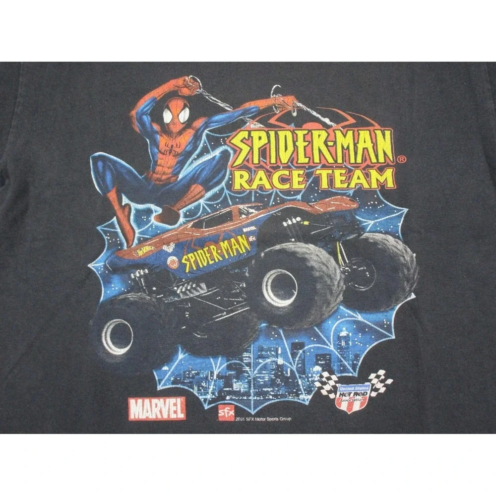 Vintage Marvel Spiderman Race Team‎ Shirt Monster Truck 2001 Sfx Youth Size (M)